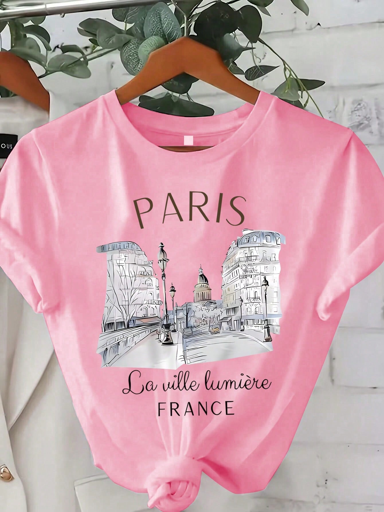 Women's Short Sleeve Paris Print Casual T-Shirt, Summer & Spring Top PARIS