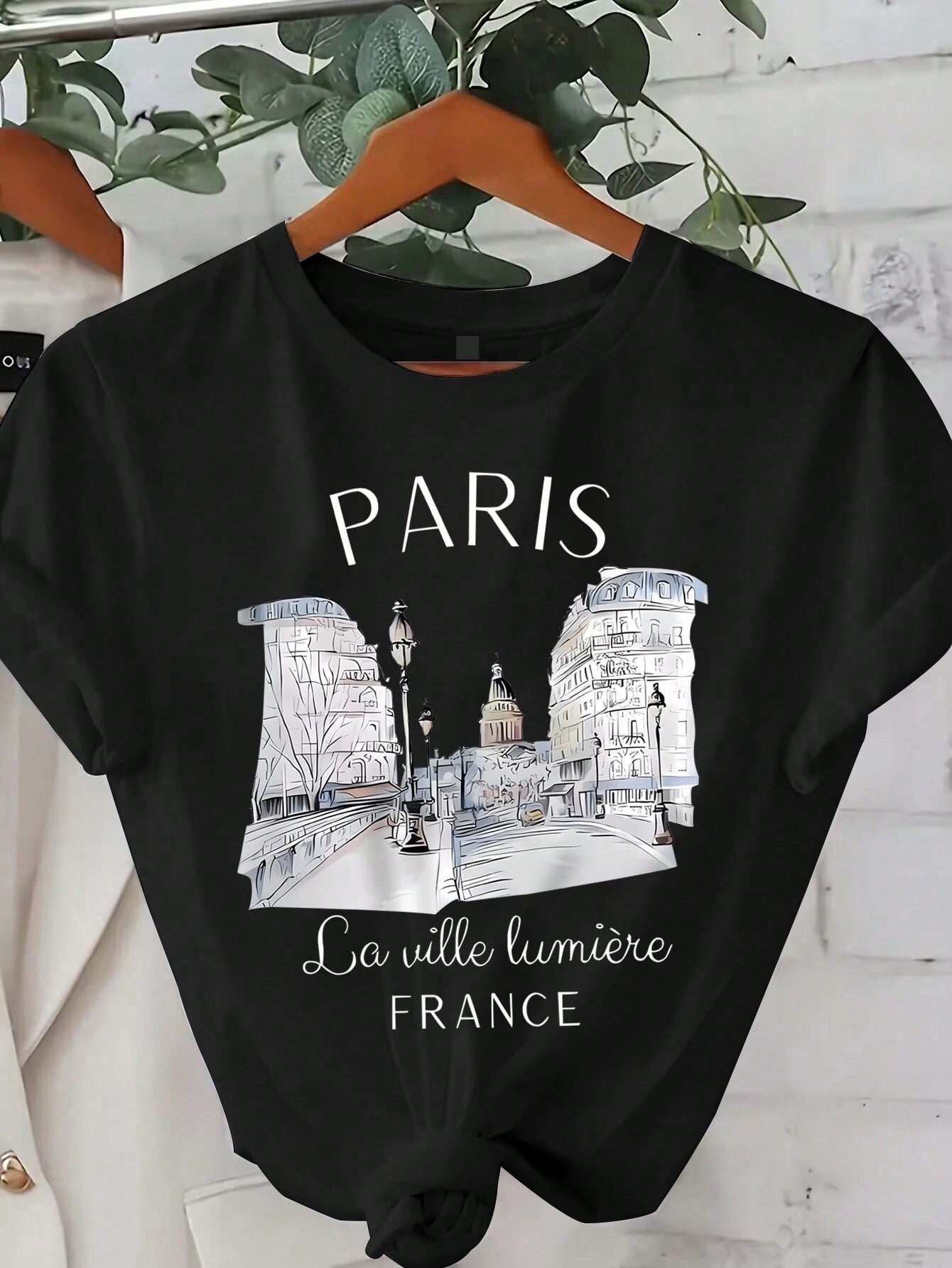 Women's Short Sleeve Paris Print Casual T-Shirt, Summer & Spring Top PARIS