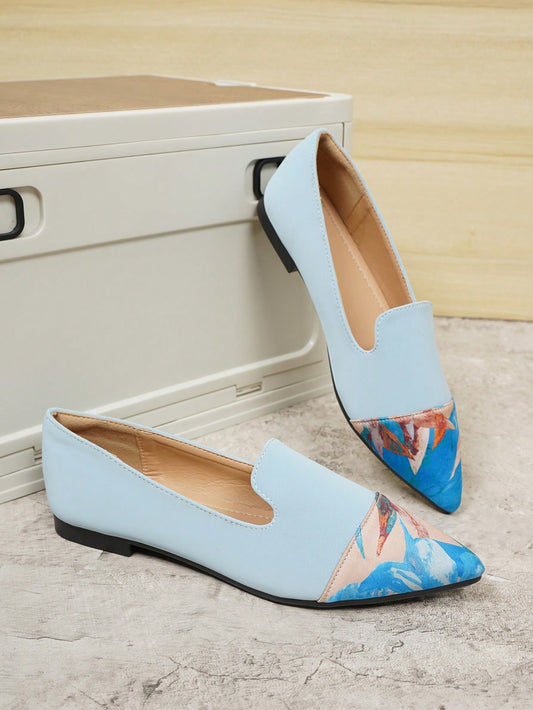 2024 Women's Pointed Flat Shoes, Popular Multi-Color Patchwork Soft Soled Shoes, Fashionable And Versatile Shoes In Larger Sizes