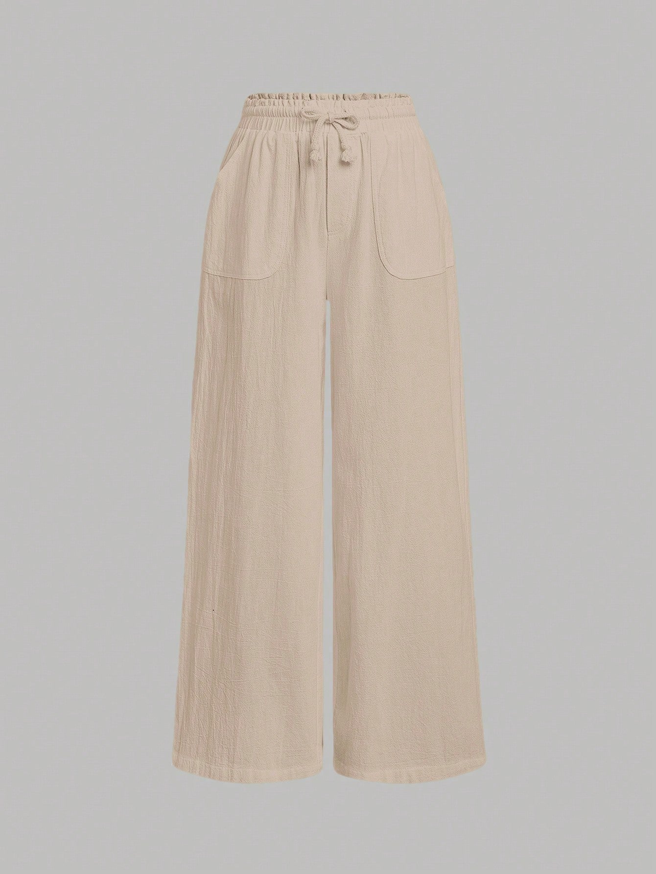 Tween Girls' Loose Retro Solid Color Minimalist Straight Pants With Mid-Rise Waist And Pocket Decorations