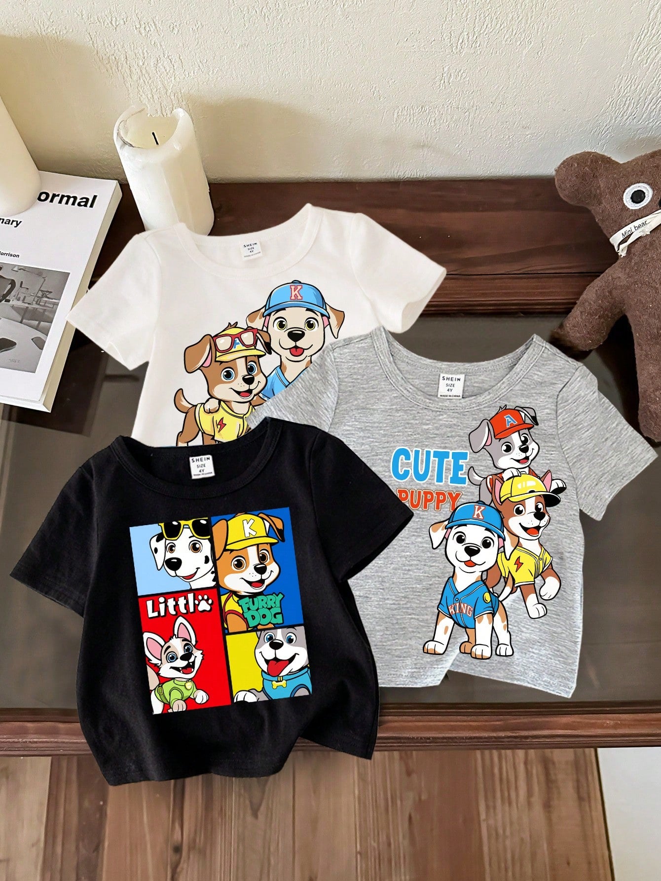 Bear, Cute Bear, Cool Bear, Set Of 3 T-Shirts, Young Boy Casual Minimalist Crewneck Short Sleeve T-Shirt[Suitable For Summer]