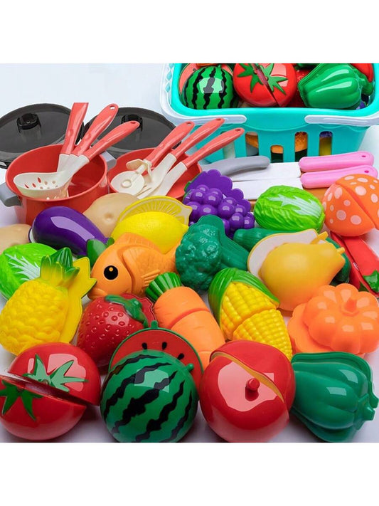 20pcs Children's Play Kitchen Set, Cuttable Fruit Toy For Girls, Pretend Vegetables Pizza And Boys' Cooking Game