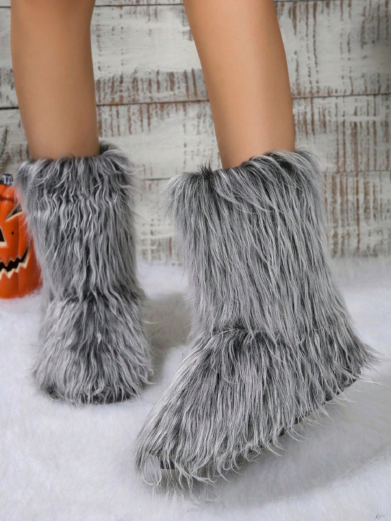 New Winter Women's Mid-Calf High Top Fur Boots, Unique And Trendy Design, Warm Snow Boots, Fashionable Furry Shoes