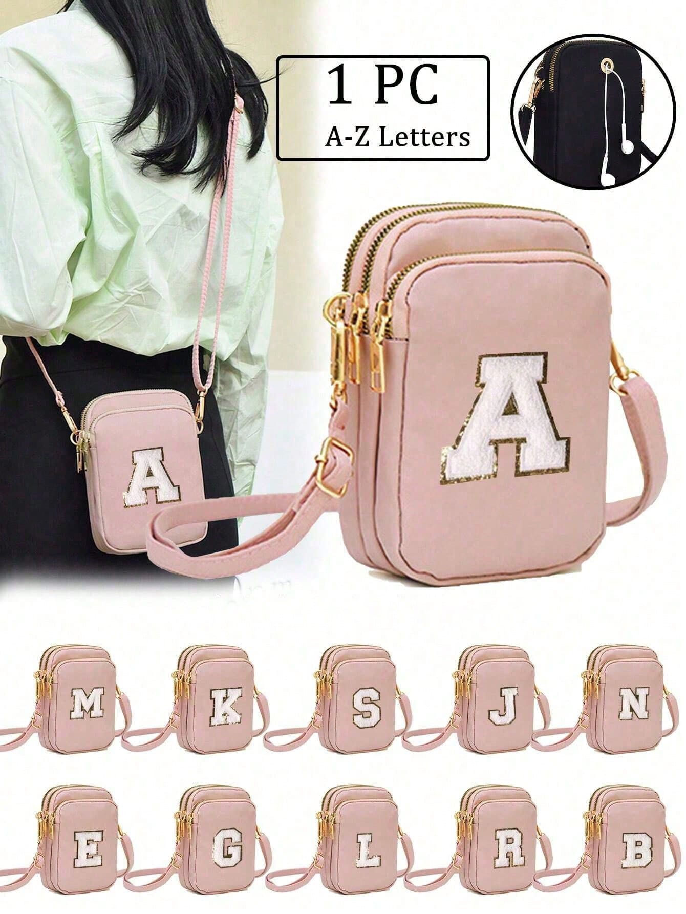 2pcs Leisure And Fashion Crossbody Walking Bag With Mobile Phone Cloth Bag Vertical Zero Wallet For ,Girl,Travel,Back To School,Gifts(Alphabet Diy Handmade Bag!!!)