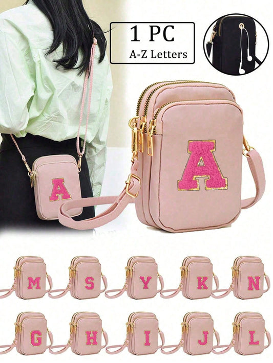 2pcs Leisure And Fashion Crossbody Walking Bag With Mobile Phone Cloth Bag Vertical Zero Wallet For ,Girl,Travel,Back To School,Gifts(Alphabet Diy Handmade Bag!!!)