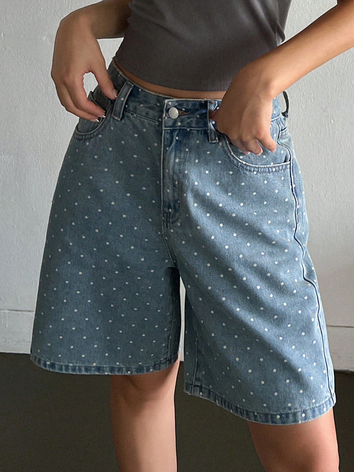 Women's Blue Washed Denim Shorts