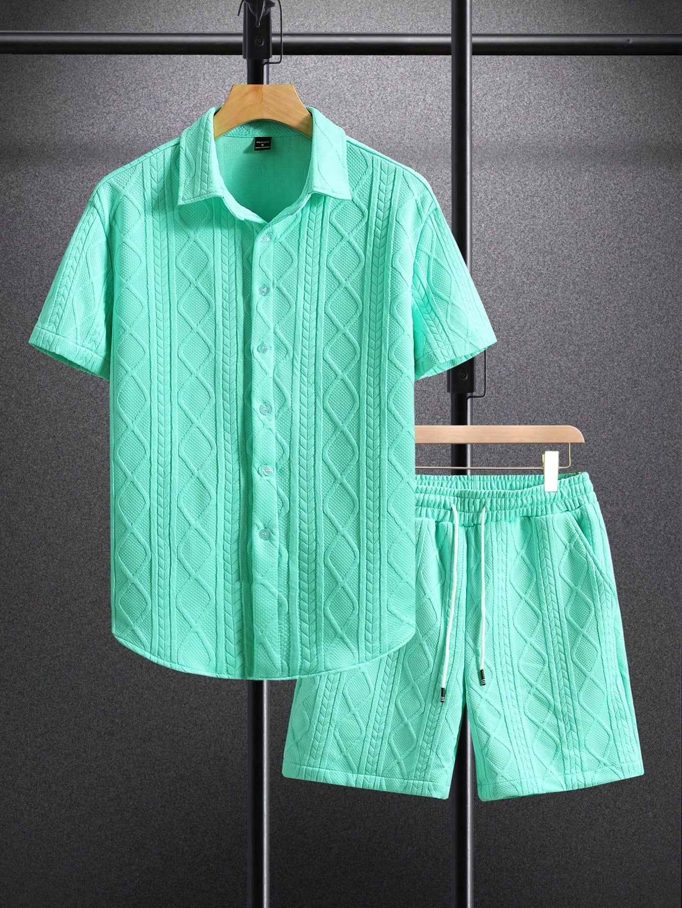 Men's Simple Solid Color Daily Short Sleeve T-Shirt And Shorts Set