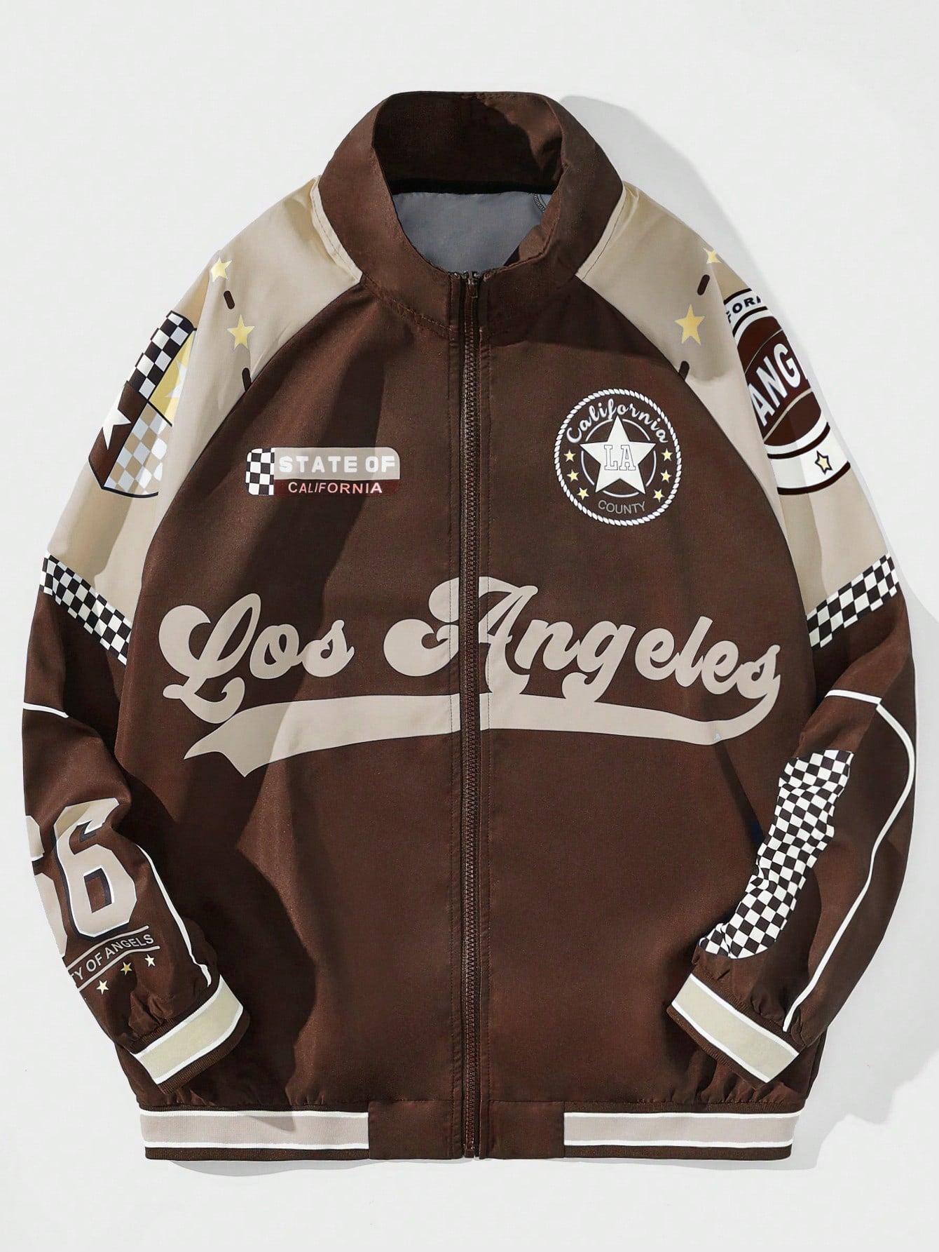 Street Life Men's Letter Print Patchwork Baseball Jacket