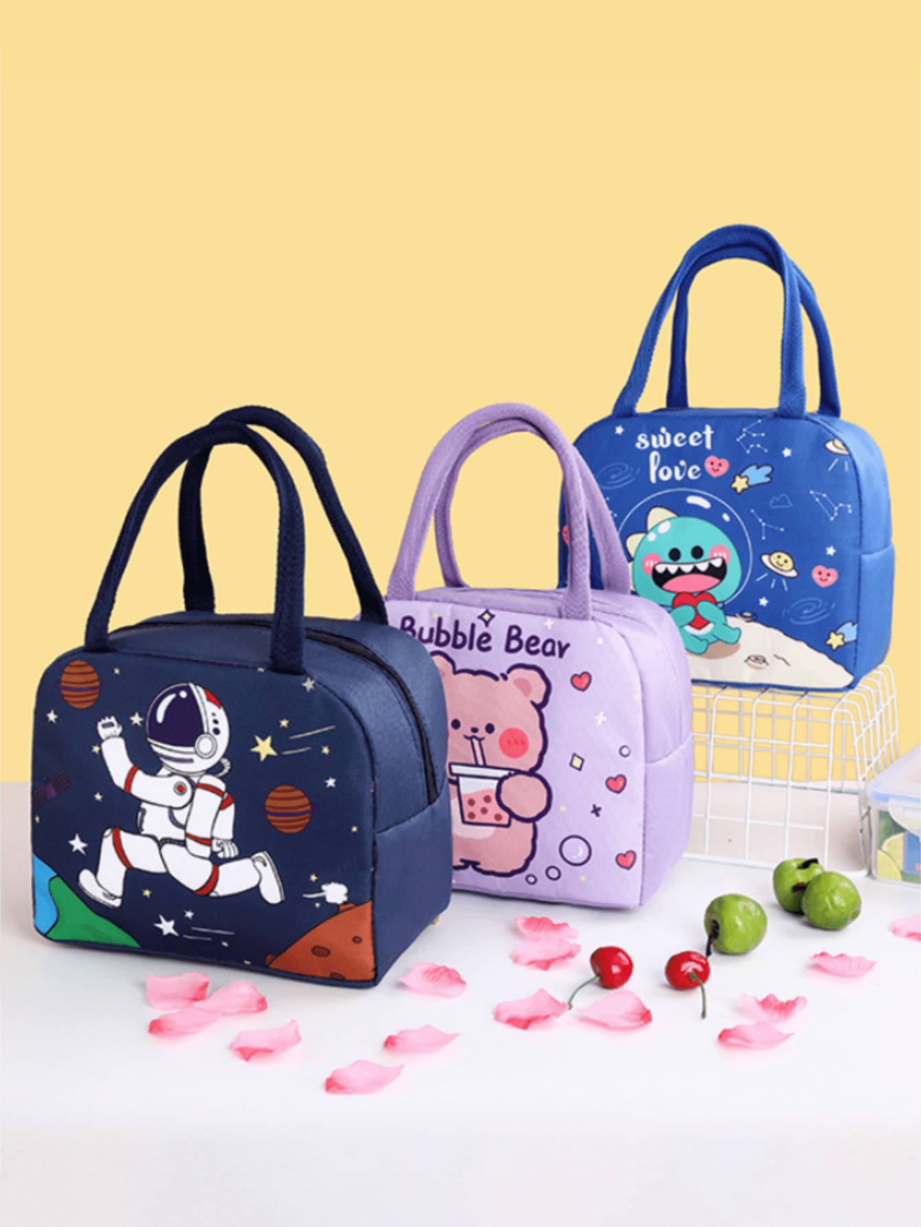 1pc Girl's New Large-Capacity Lunch Bag, 3D Pattern Cartoon Lunch Box Bag For Taking Out, Ideal Choice For Gifts