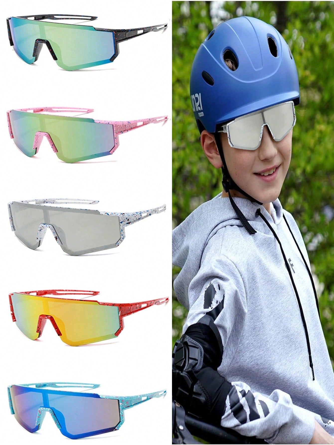 1pc Kids Sunglasses Youth Baseball Sun Glasses Lightweight TR90 Frame UV400 Sports Cycling Shades For Boys Girls