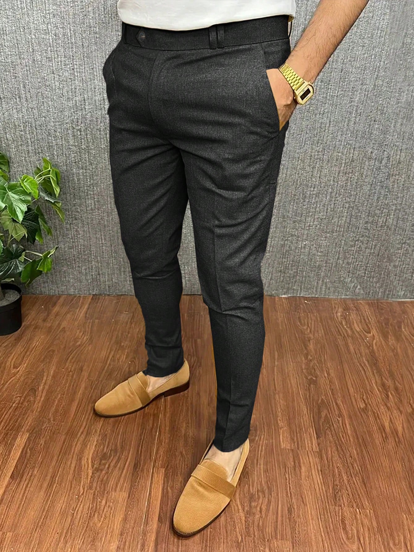 Men`S Solid Color Casual Pants