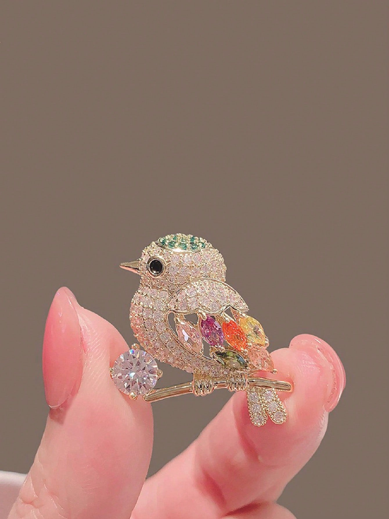 1pc Crystal-Shining Rhinestone Bird Shaped Zinc Alloy Brooch, Personalized Animal Themed Accessory