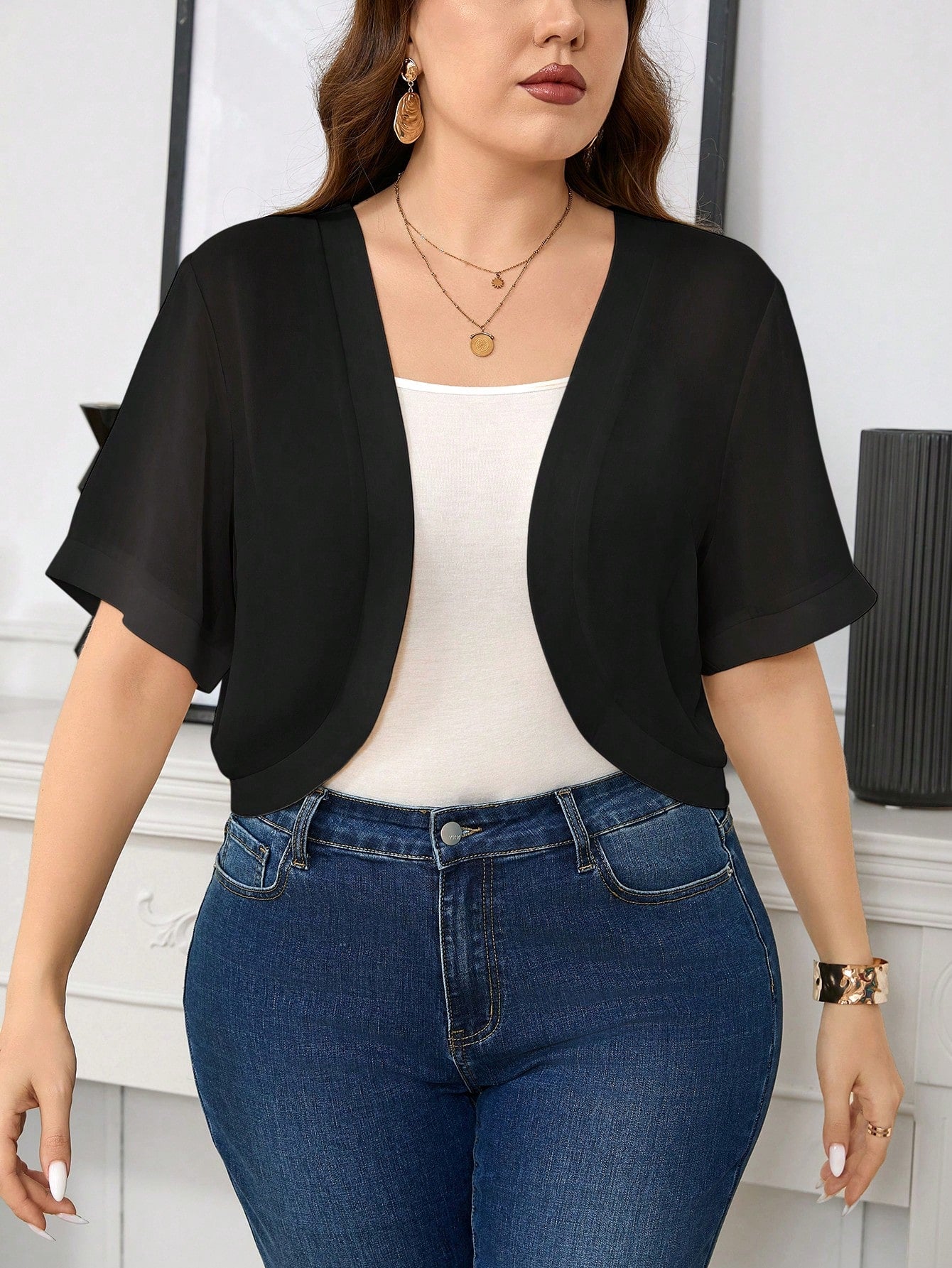 Plus Size Solid Color Minimalist Daily Summer Jacket