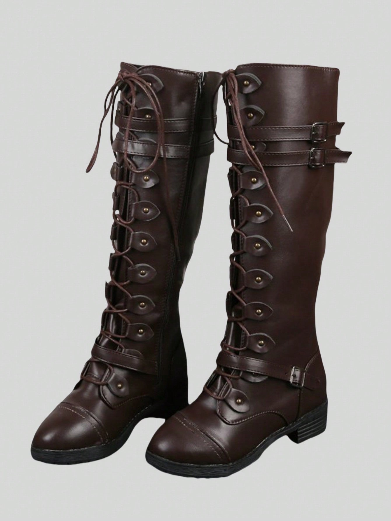 Fairycore Brown New Style Autumn/Winter Knight Boots, High Tube Long Boots, Cargo Boots