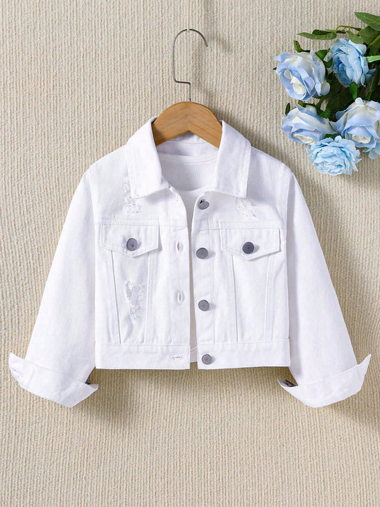 Young Girl Single-Breasted Casual Long Sleeve Denim Jacket And Coat