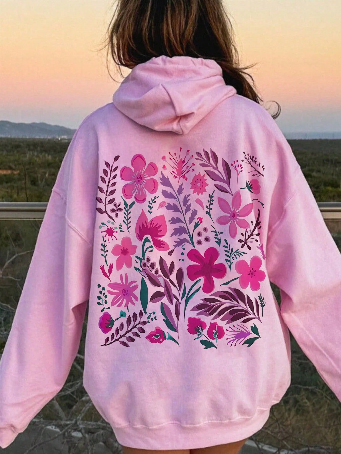 Pink Flower Hoodie, Cute Hoodie, Artistic Hoodie, Plant Hoodie, Nature-Themed Hoodie, Cottagecore Hoodie, Granola Girl Bohemian Style Hoodie, Plant Hoodie