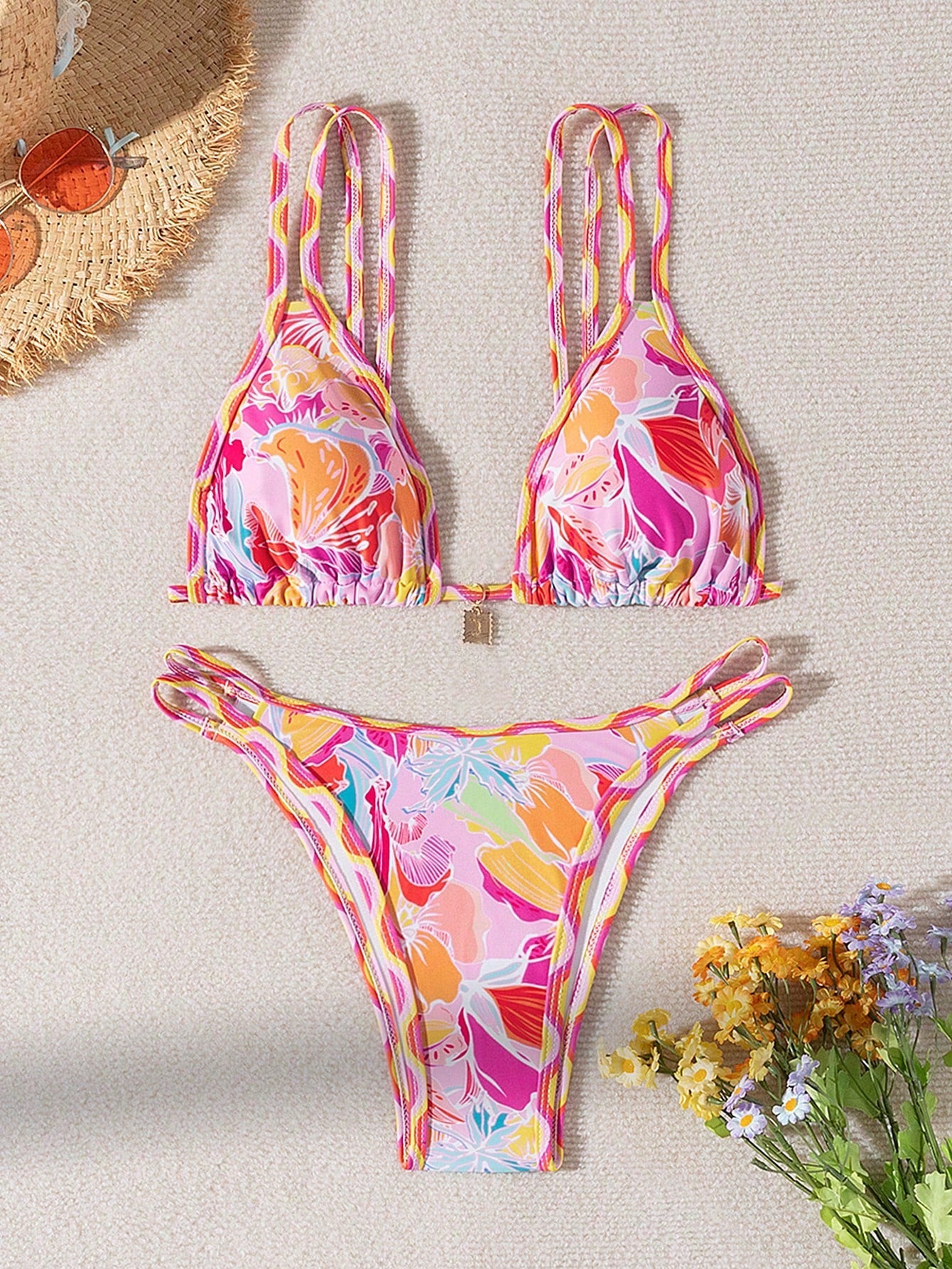 Swim Women's Summer Beach Floral Print Sexy Bikini Set (2-Piece), Random Print