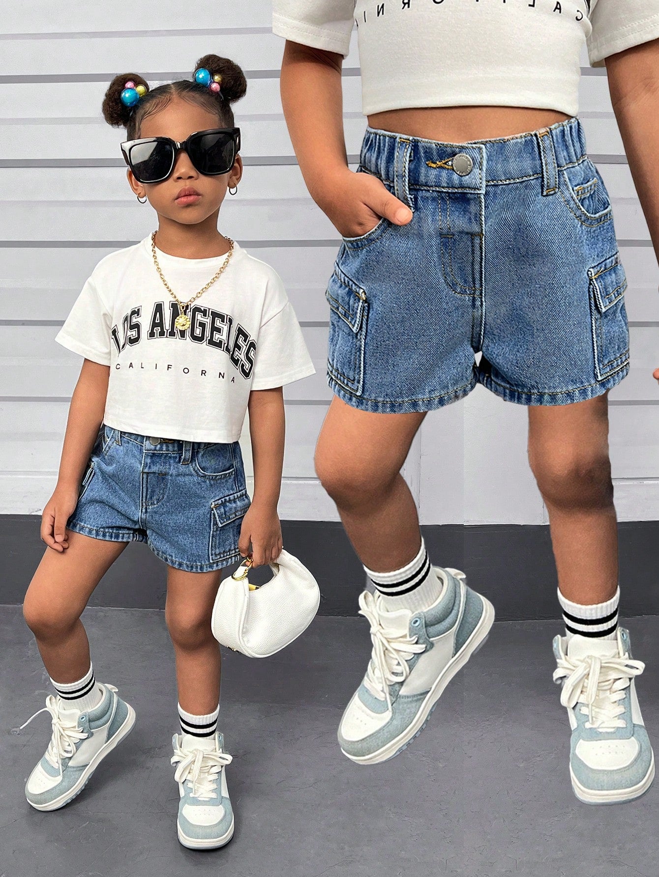 Toddler Girls Flap Pocket Denim Cargo Shorts Back To School Clothes