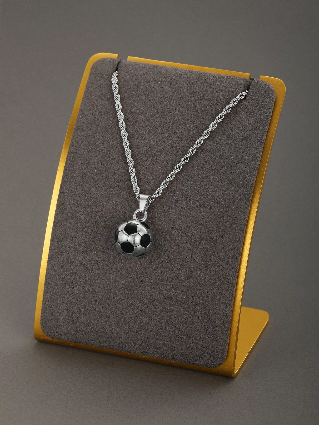 1pc Soccer Ball Lover Creative Fashion Hip Hop Football Pendant Stainless Steel Necklace For Boys Trendy Street Accessory For Kids Birthday Gift Fine Jewelry