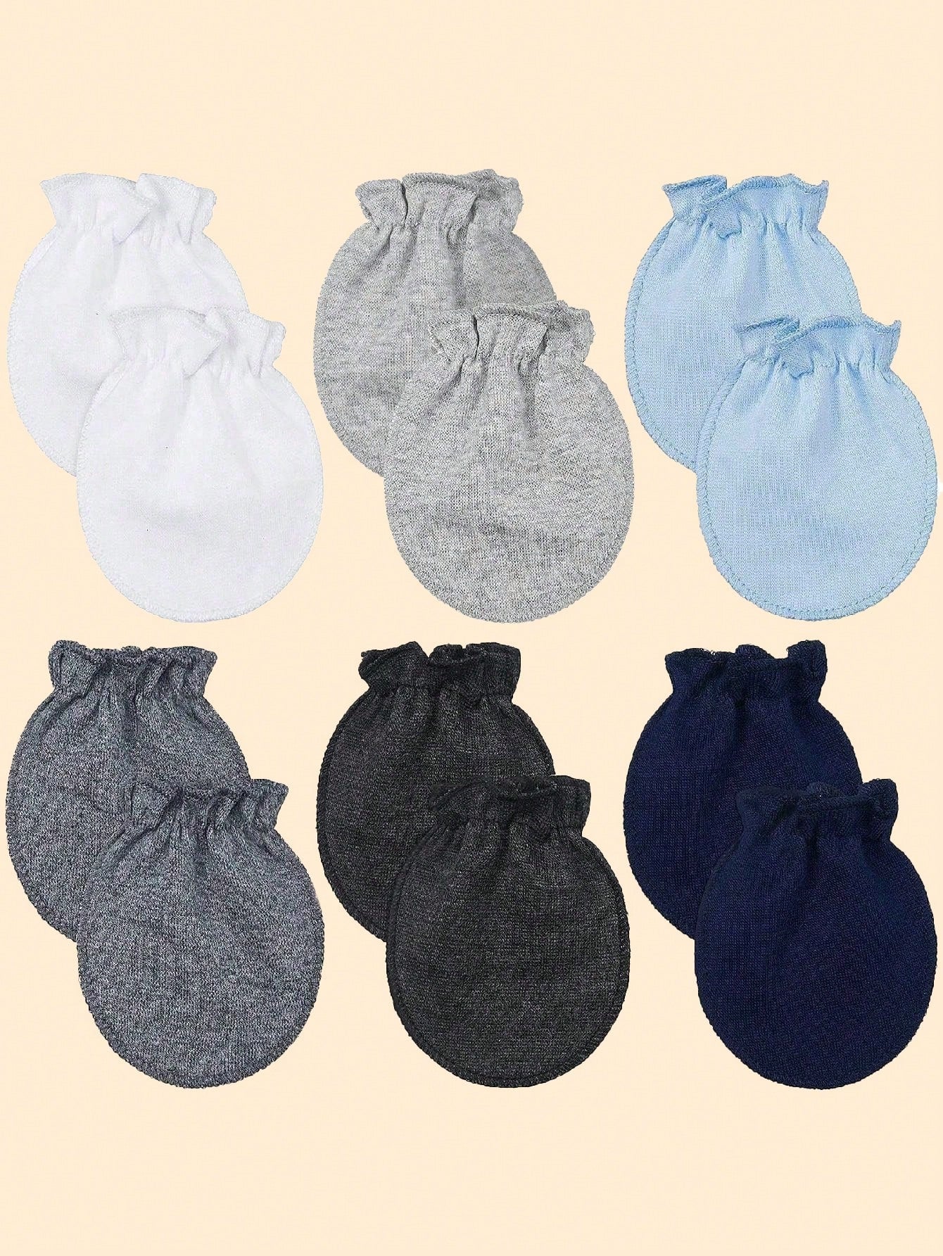 6 Pairs Solid Color Newborn Baby Gloves, Baby Anti-Scratch Face Four Seasons General Mother & Baby Goods