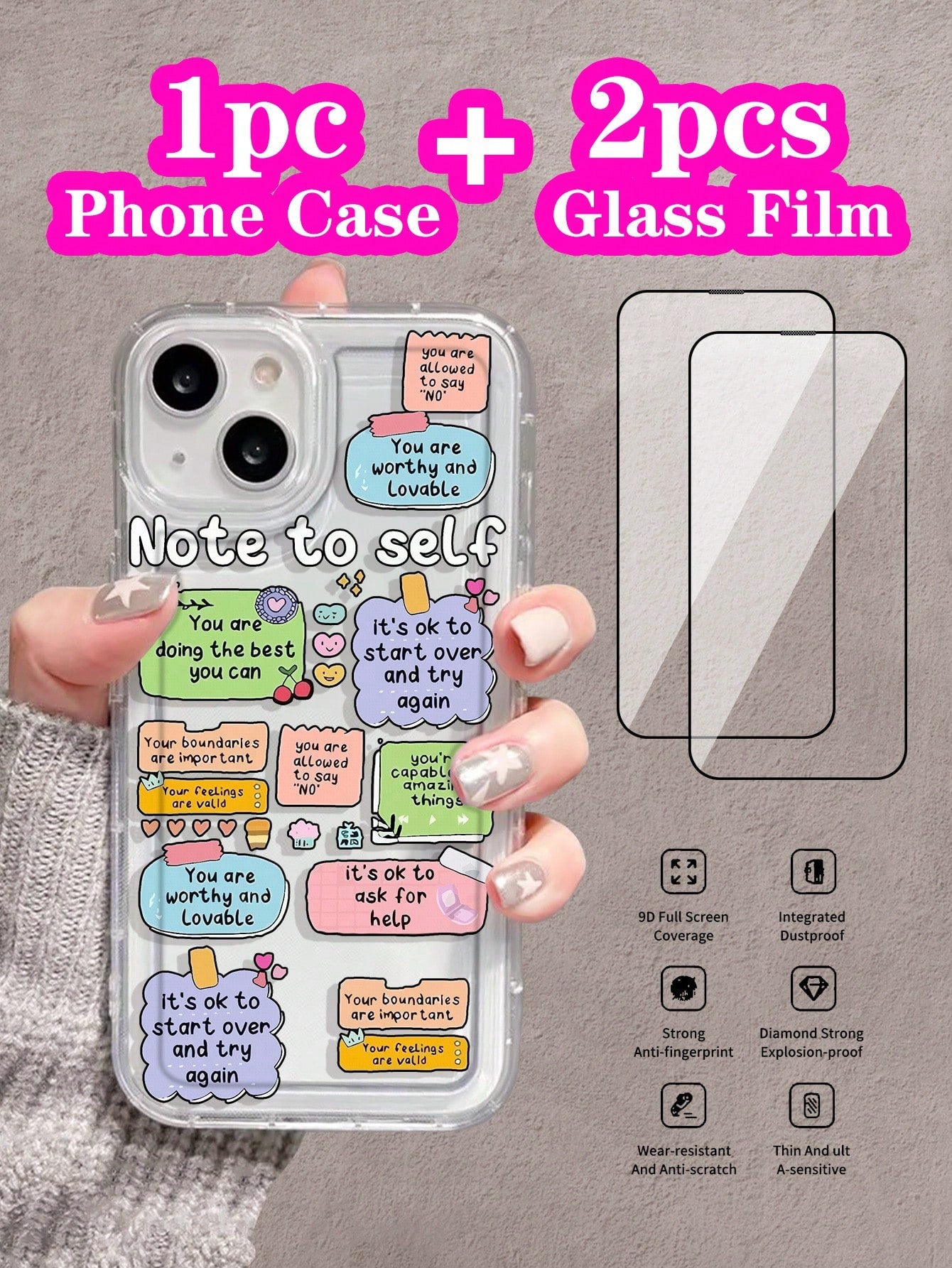 Cute Cartoon Ins Vibes Slogan Print Clear Case Compatible With Compatible With IPhone11/12/13/14/15/15pro/15 Plus/15 Promax/7plus/8plus/X/Xs Max/Xr/11pro/12pro/13pro/14pro/12mini/13mini/11promax/12promax/13promax/14promax/14plus/6/6s/6plus/7/8/Se&Samsung
