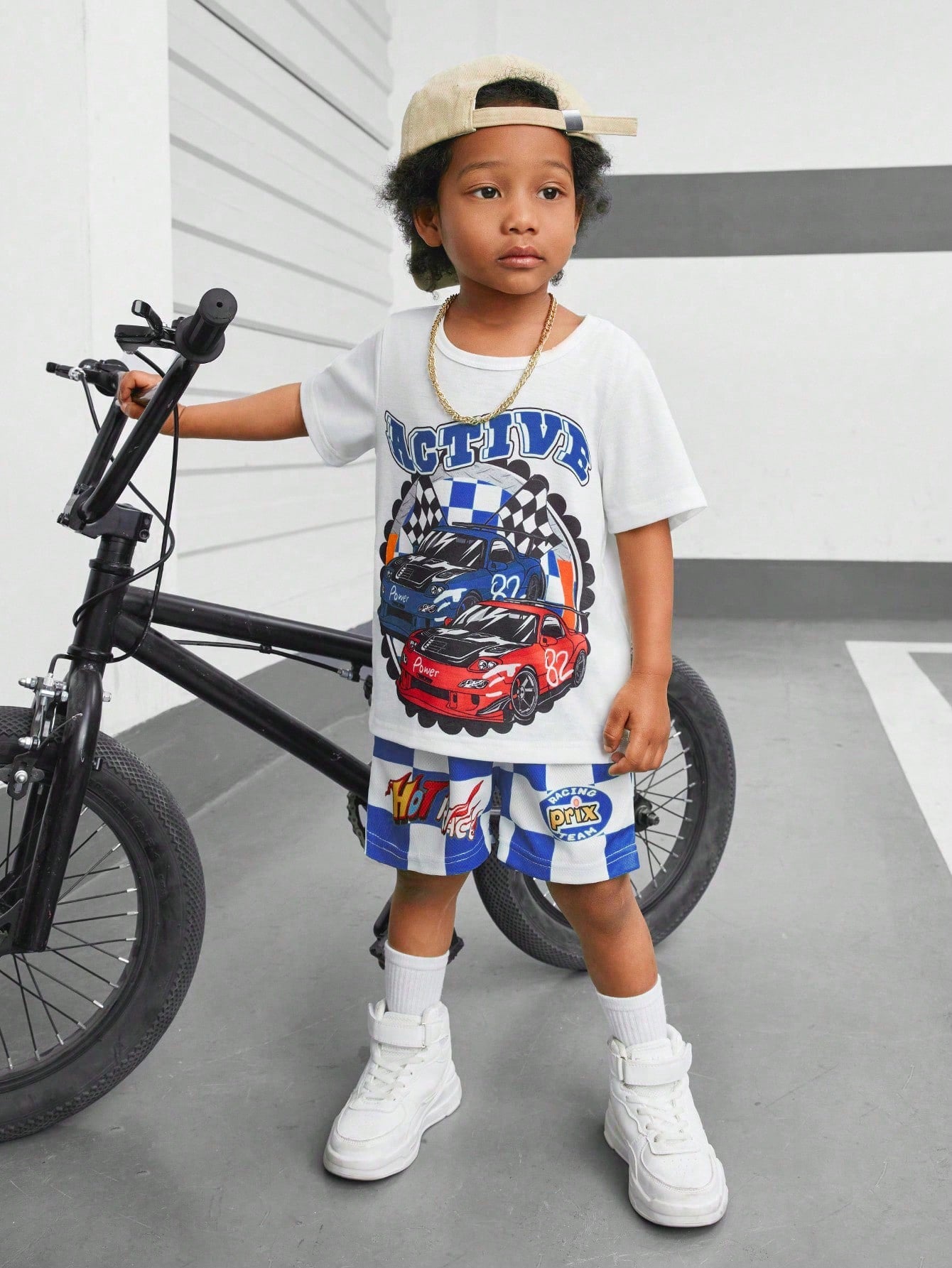 Young Boys' Casual Sports & School, Street, Cute Letter And Cool Car Print, Round Neck Short Sleeve T-Shirt And Casual Shorts Set, Suitable For Daily School, Outdoor Activities, Sport And Play, Leisure & Entertainment, Summer