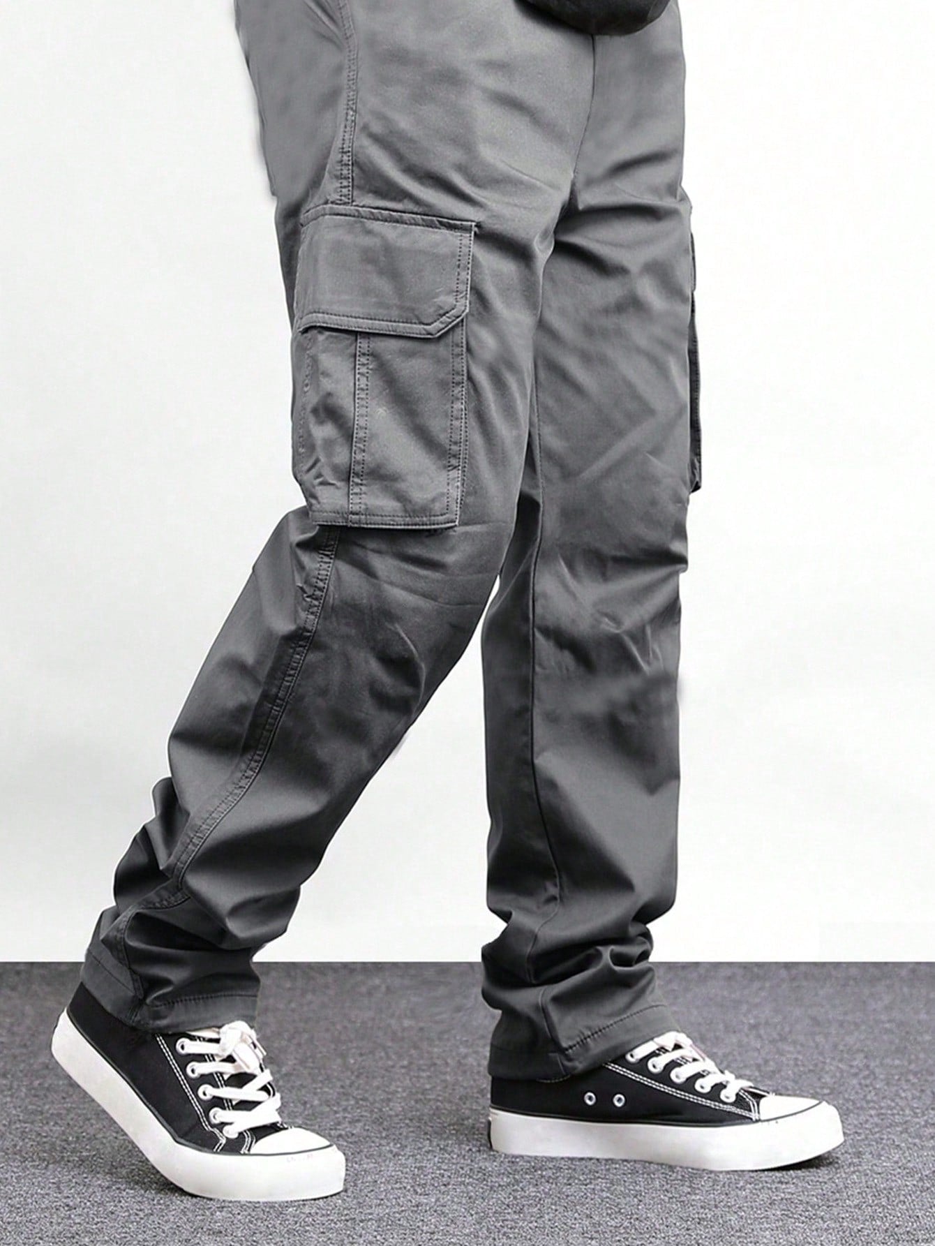 Kids' Casual Loose Fit Solid Color Straight-Leg Woven Pants With Pockets, For Tween Boys