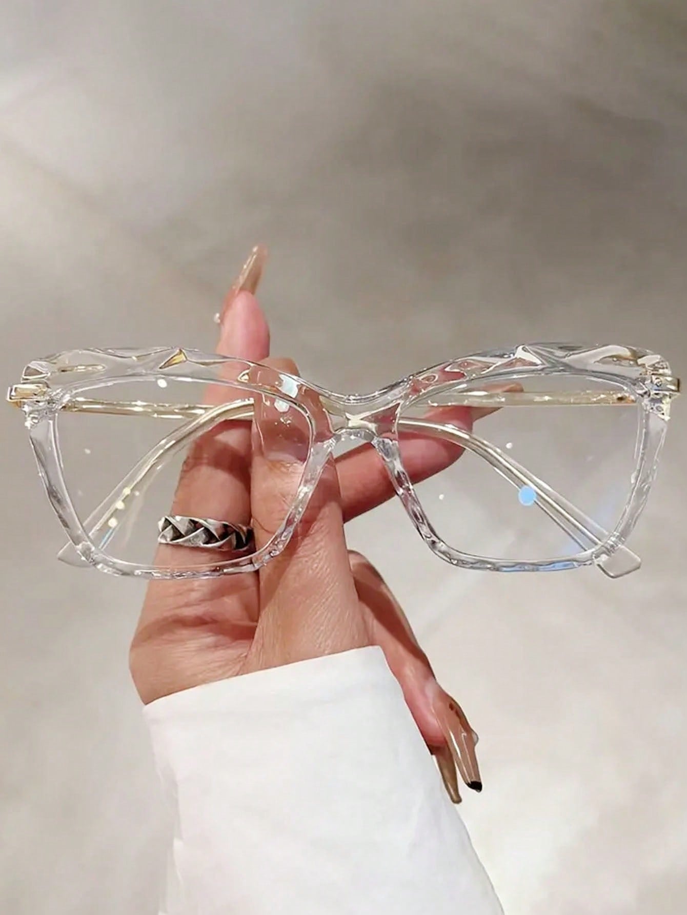 Cat Eye Clear Lens Glasses Y2K Transparent Fashion Decorative Glasses Spectacles For Girl