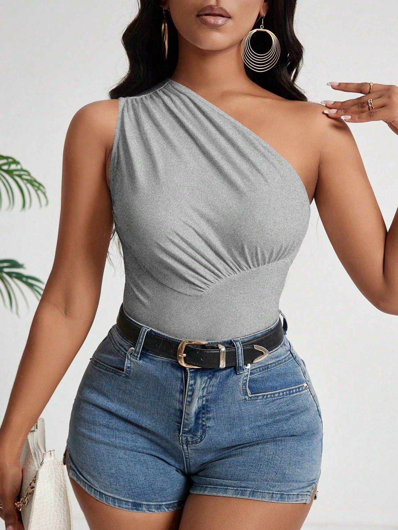 One Shoulder Solid Top