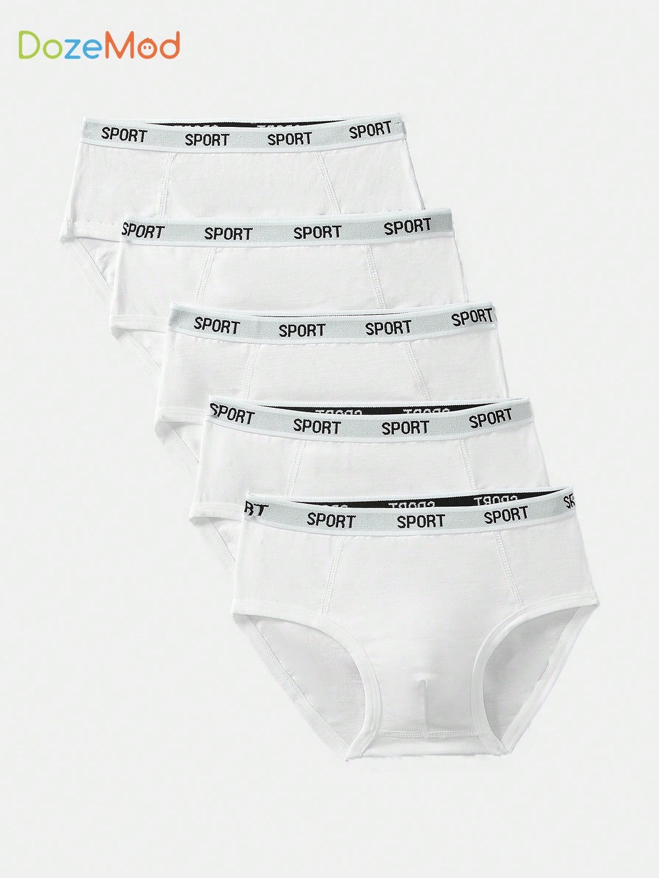 5pcs White Young Boy Letter Printed Comfortable Breathable Triangle Underwear