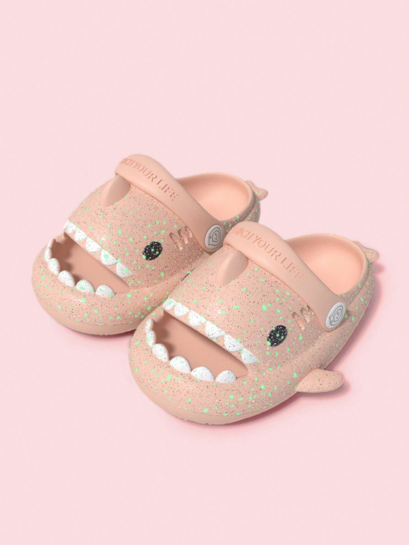 Fun Shark Shaped Children's Slippers, Rainbow Colorful Beach Flip Flops, Funny & Stylish, With Back Strap & Anti-Kick Design