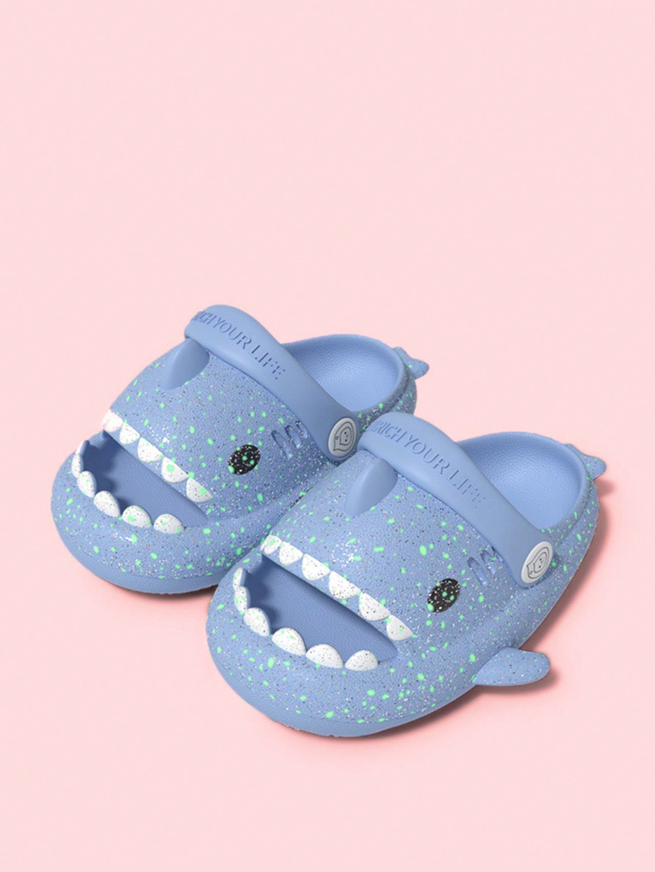 Fun Shark Shaped Children's Slippers, Rainbow Colorful Beach Flip Flops, Funny & Stylish, With Back Strap & Anti-Kick Design