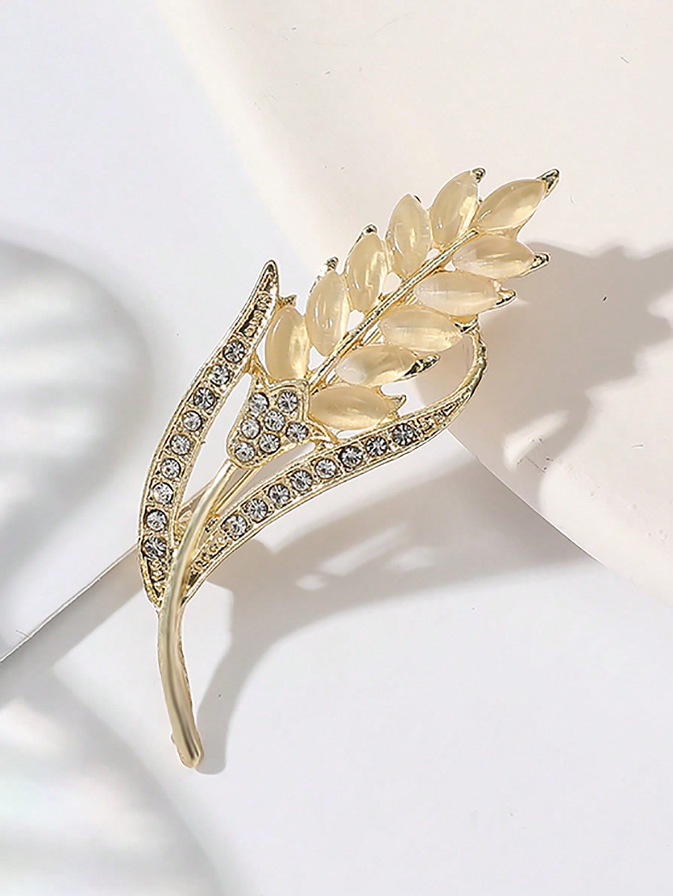 1pc Children's Wheat Ear Shape Brooch With Rhinestone Embellishment