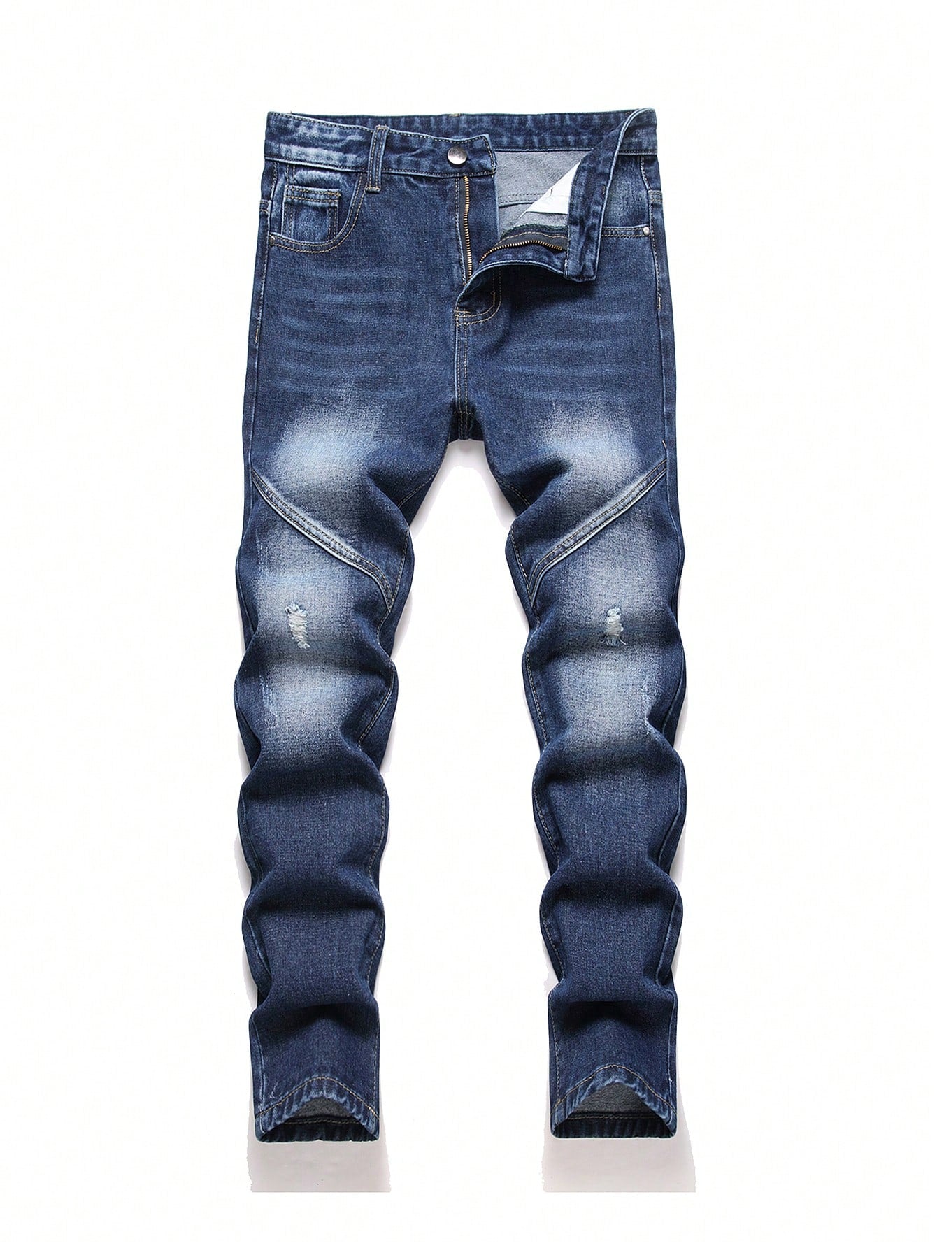 Teen Boys' Dark Blue Distressed Slim Straight Fit Jeans