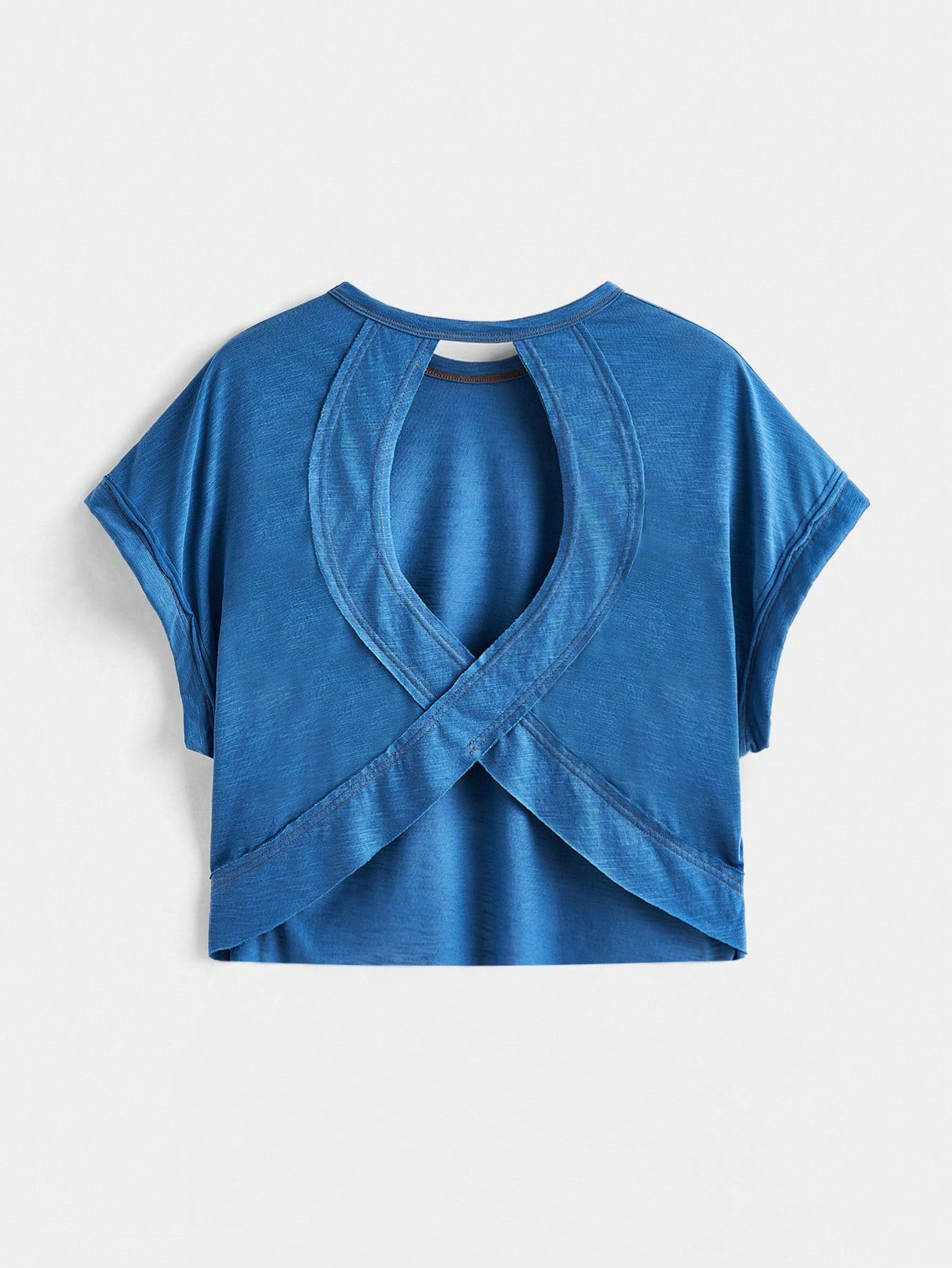 Cut Out Back Batwing Sleeve Tee