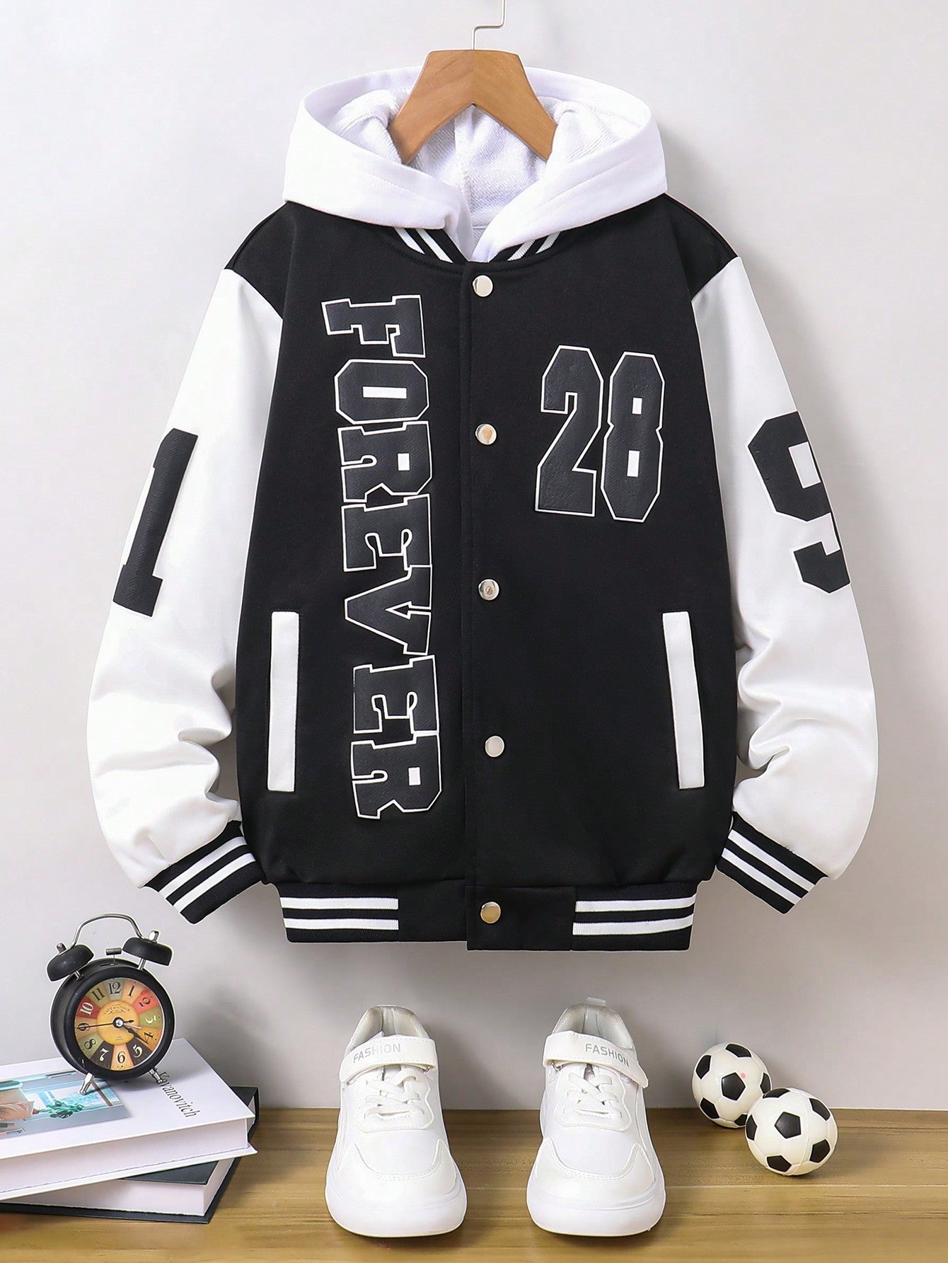 Teenage Boys' Fashion Printed Baseball Jacket