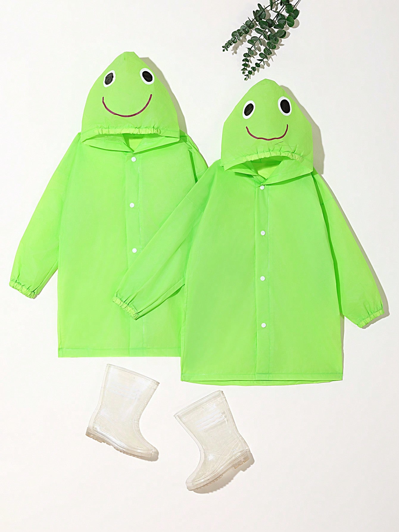 Kids' Frog Hat With Printed Outdoor Waterproof Raincoat For Hiking, Outdoor Play And Going To School