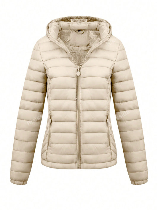 Women's Casual Lightweight Hooded Padded Coat With Pockets, Autumn/Winter