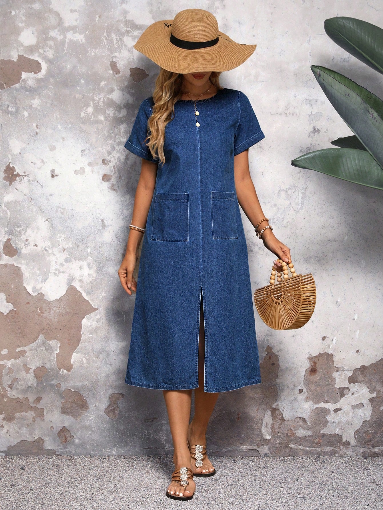 Women Summer Fashion Simple Denim Dress