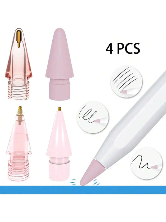 4PCS For Pencil Pen Tip First And Second Generation Needle Tube Transformation IPad Pencil Pen Head Metal Wear-Resistant Anti-Skid Transparent IPad Pencil Pen Tip