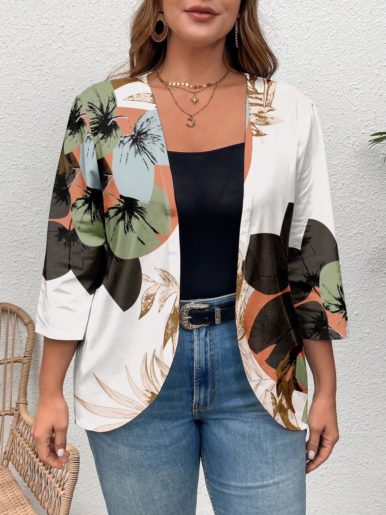 Plus Size Vacation Casual Solid Color Teacher Outfits Fall Women Clothes Jacket