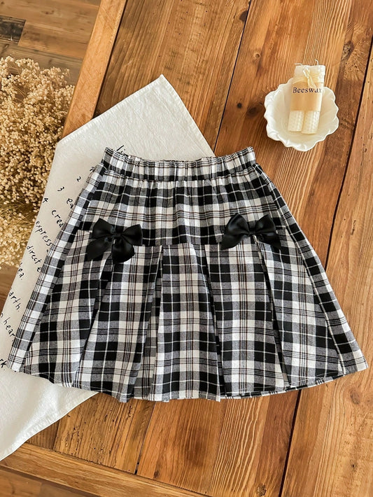 Tween Girl's Casual Woven Plaid Mini Skirt