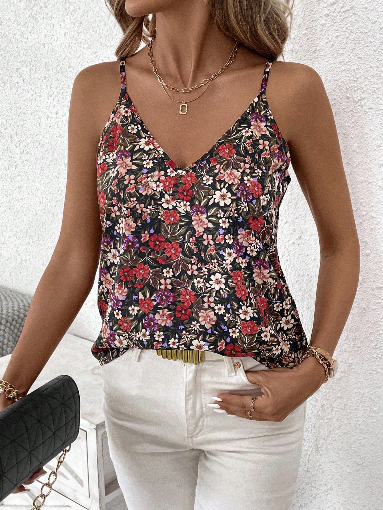 Floral Print Spaghetti Strap Spring Green Women Tank Top Women Hawaiian Summer  Top