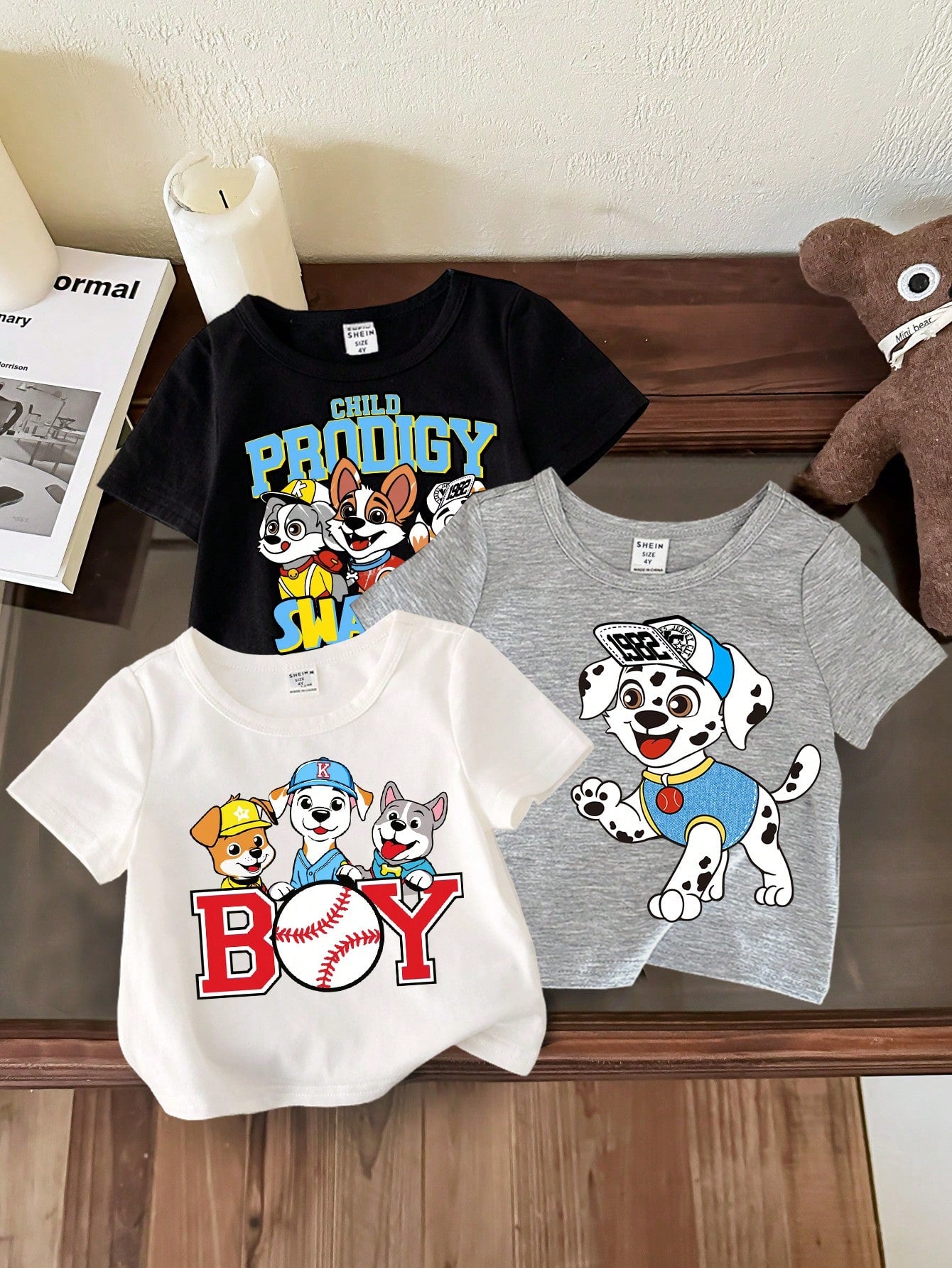 Bear, Cute Bear, Cool Bear, Set Of 3 T-Shirts, Young Boy Casual Minimalist Crewneck Short Sleeve T-Shirt[Suitable For Summer]