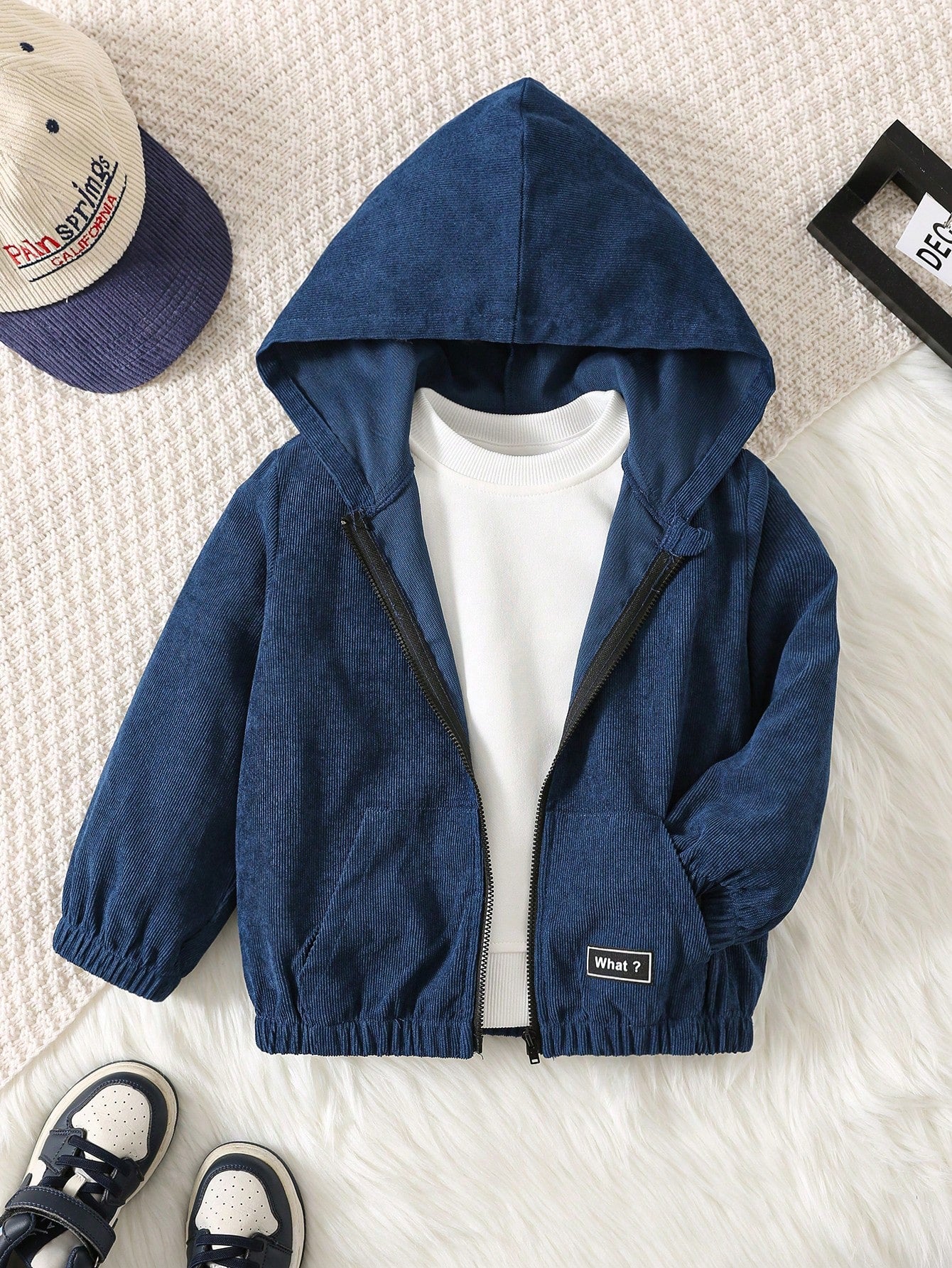 1pc Young Boys' Casual Comfortable Simple & Practical Texture Corduroy Hooded Jacket, Suitable For Daily Wear, School, Travel, Sports, Autumn And Winter Seasons