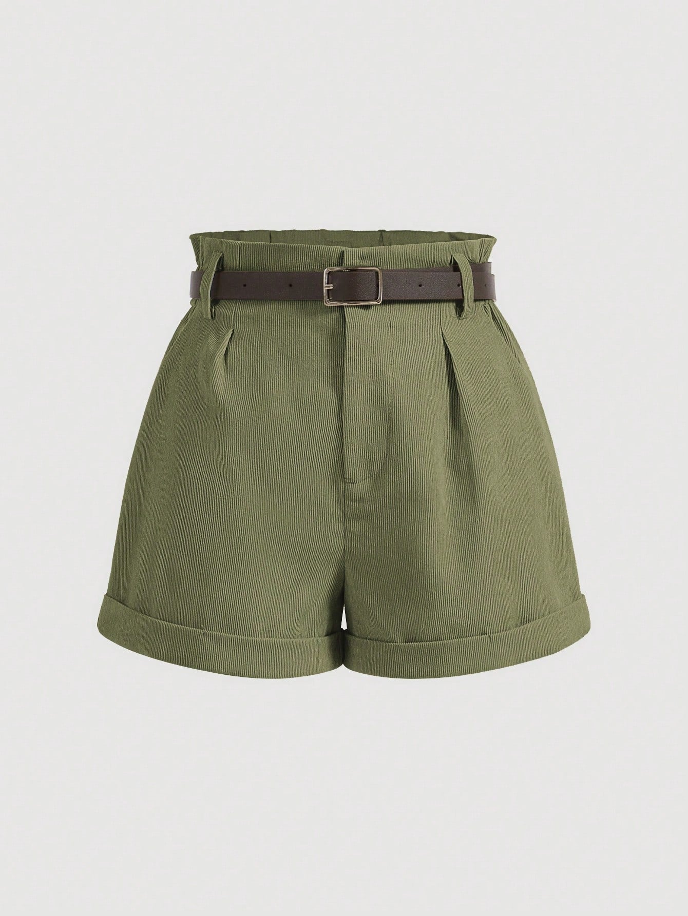 Women's High Waist Corduroy Shorts With Belt