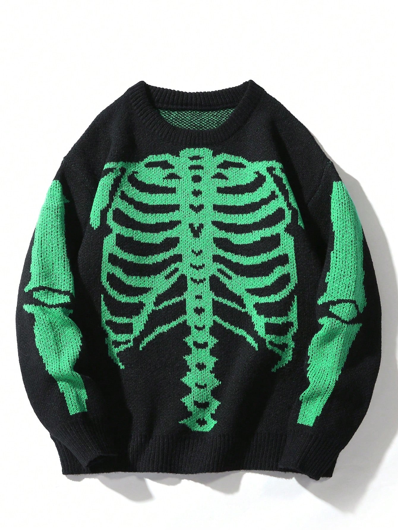 Men's Casual Color Block Skull Pattern Sweater, Autumn/Winter Halloween Halloween  Halloween Sweater