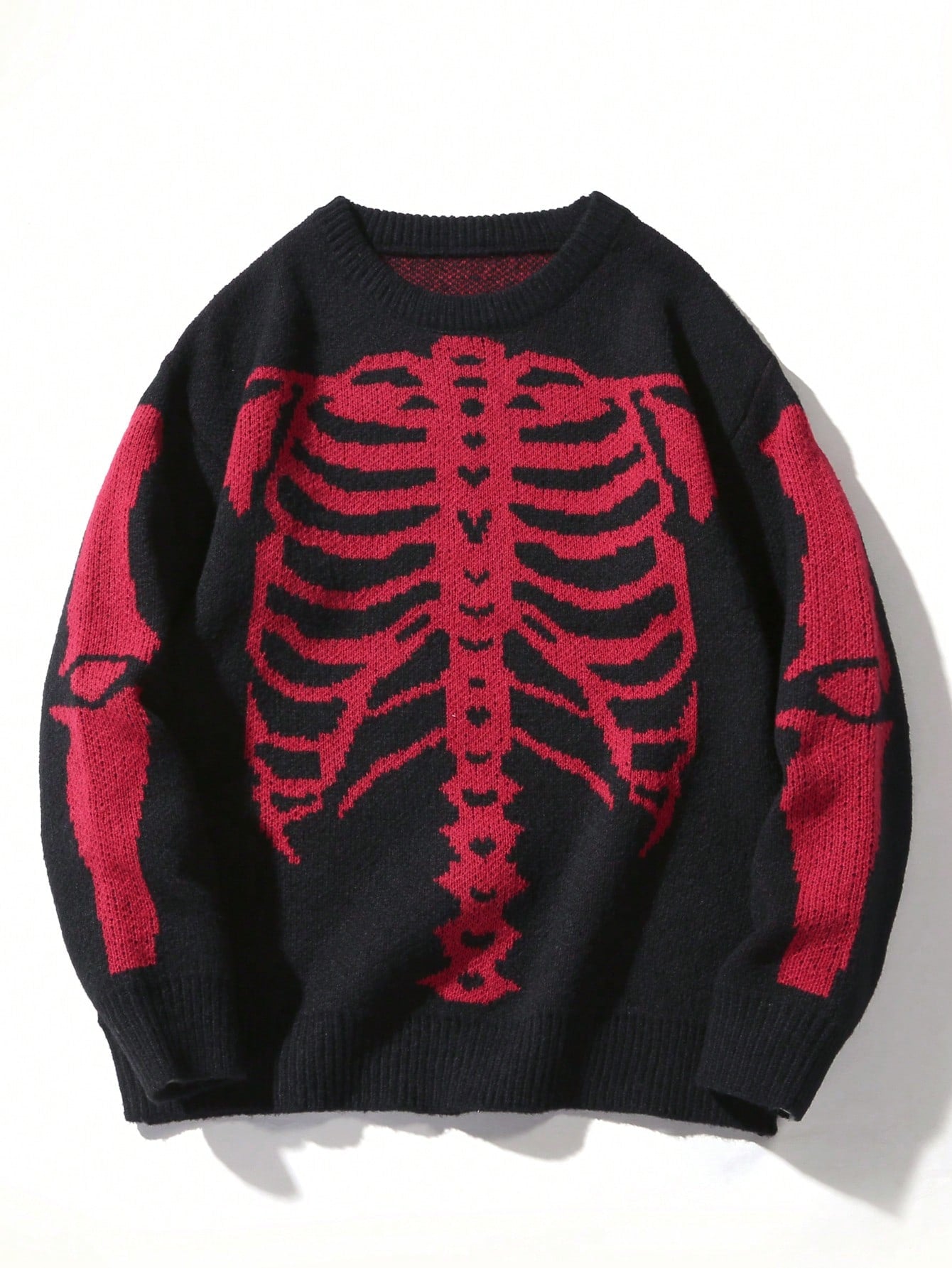 Men's Casual Color Block Skull Pattern Sweater, Autumn/Winter Halloween Halloween  Halloween Sweater