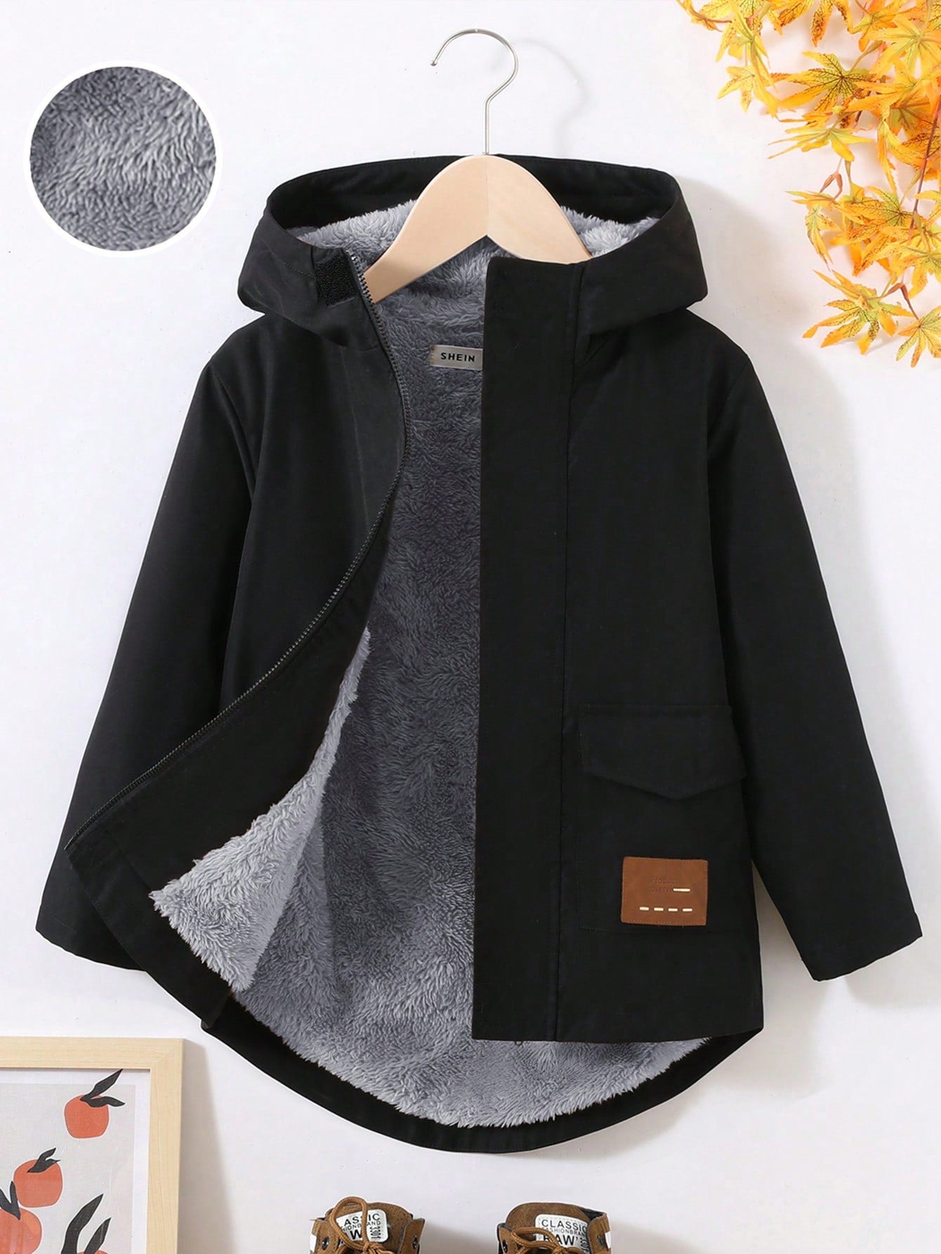 Casual Loose Long Woven Jacket For Young Boys