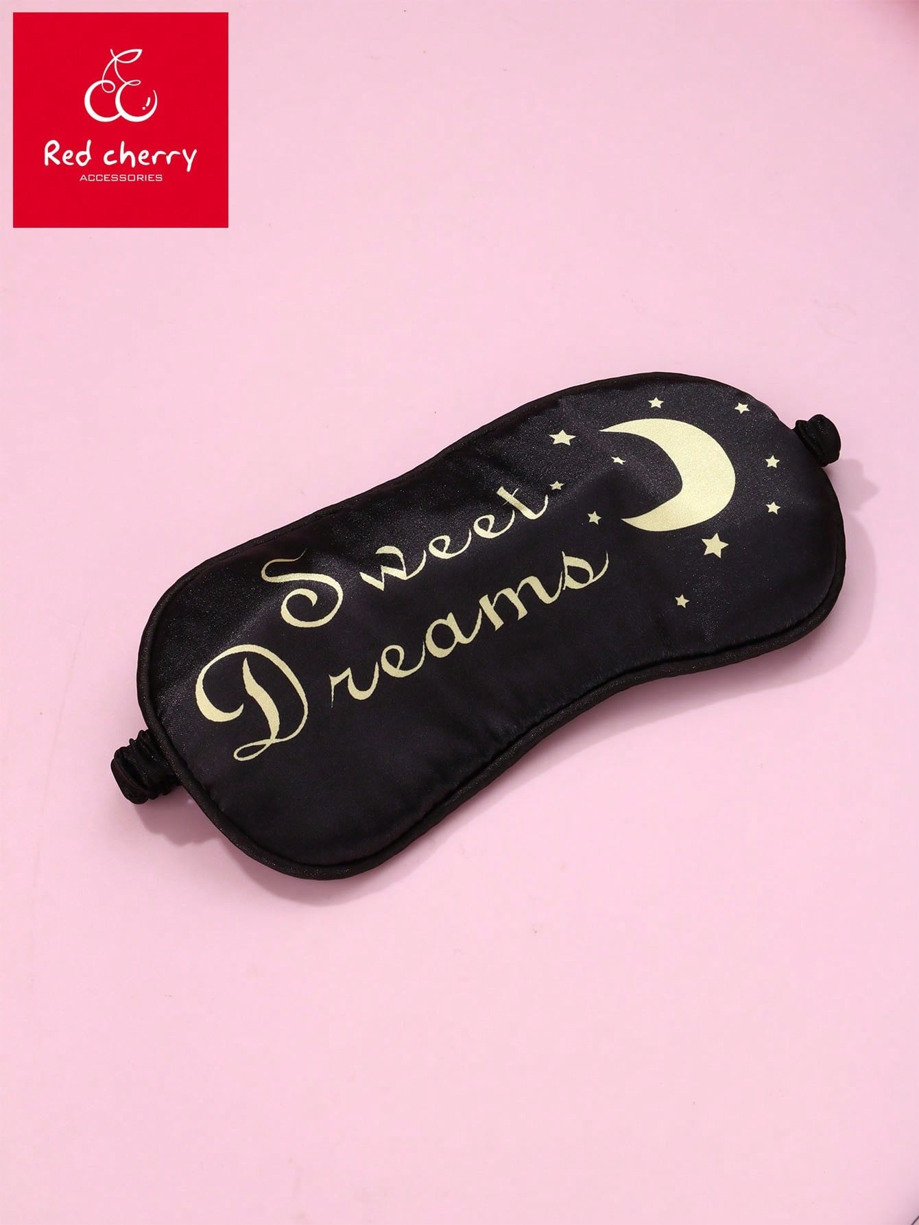 1pc Girls Black Polyester Golden Printed Fabric Elastic Sleep Mask, Suitable For Daily Rest